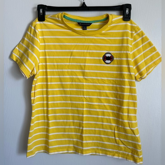 Brooks Brothers Sunshine Yellow White Striped Crew Neck Tee - Picture 1 of 4